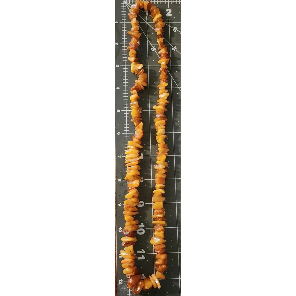 Vintage Natural Baltic Amber Chip Necklace Honey Butterscotch 24